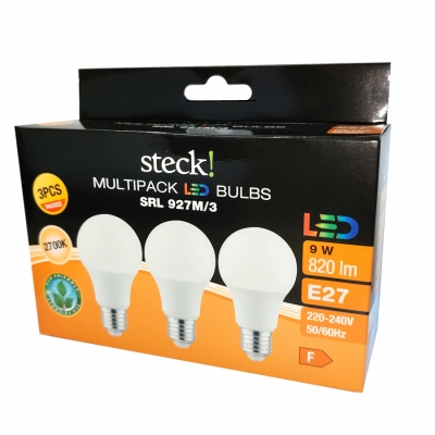  MULTIPACK(3 db) LED fényforrás, 9W, E27, meleg fehér